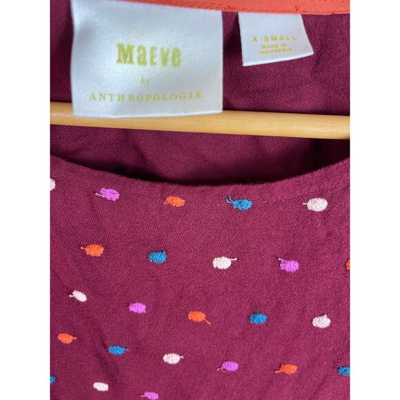 Anthropologie Maeve Multicolored‎ Dottie Embroidered Blouse Size XS - Picture 8 of 10